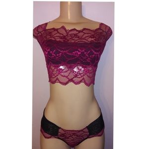 Lace Bralette and Briefs Lingerie Sets